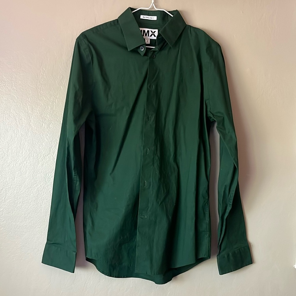 Express Extra Slim Fit Green Dress Shirt M